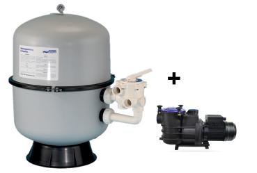 Filter Schwimm technologie, durch. 600 mm, mit Seitenventil 1 1/2" +  Wasserpumpe 14 m³/h, 230V, 0,6 kW (beständig gegen Salzwasser)
